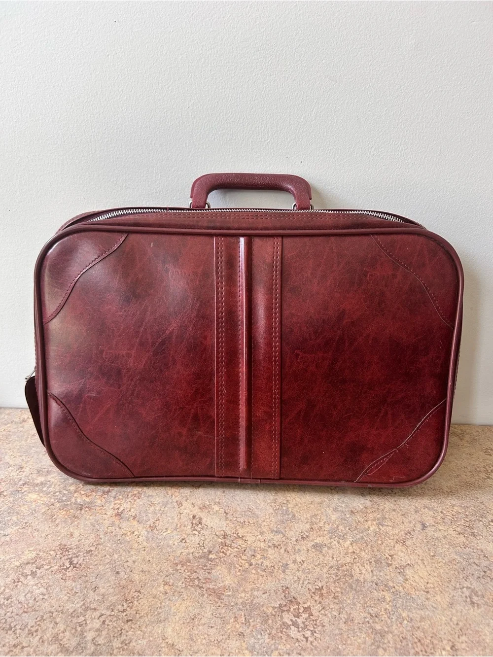 Vintage 70s Vegan Leather Overnight Bag or Briefcase 16x10x4